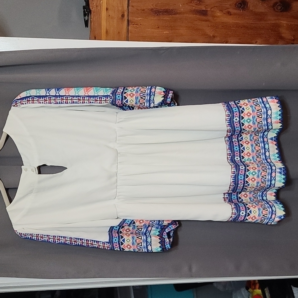 Lily Rose BoHo Style Dress Aztec Design Lined V-neck Summery Size M GUC … - Picture 5 of 9